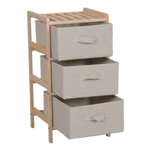 Συρταριέρα Wolen pakoworld ξύλο ελάτου-ύφασμα σε φυσική-μπεζ απόχρωση 34.5x36.5x67εκ (x1)