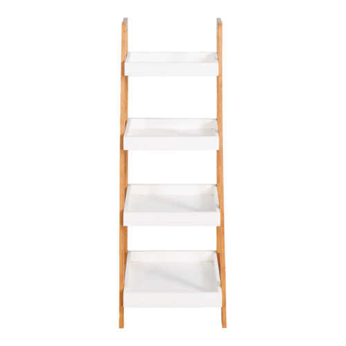 Ραφιέρα δαπέδου Leby pakoworld μπαμπού-mdf σε λευκή-φυσική απόχρωση 35x34x98εκ (x1)