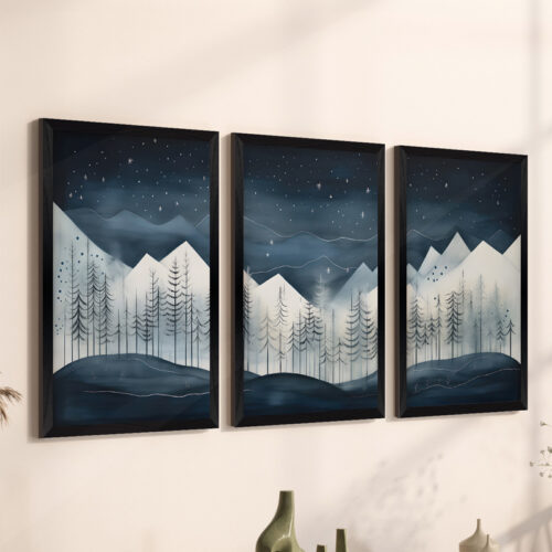 Πίνακας Wavy pakoworld τρίπτυχος με ψηφιακή εκτύπωση και πλαίσιο 33x0.3x48εκ (x1)