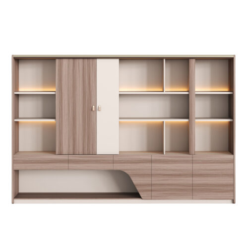 ΒΙΒΛΙΟΘΗΚΗ ΣΕΙΡΑ SUPERON HM2141 ΜΕΛΑΜΙΝΗ ΜΠΕΖ & ΦΥΣΙΚΟ--LED ΦΩΤΙΣΜΟΣ 300x40x200Υεκ (x1)