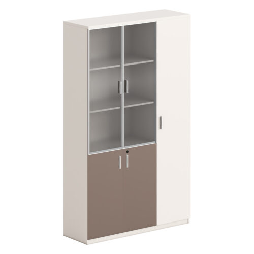 ΒΙΒΛΙΟΘΗΚΗ/ΝΤΟΥΛΑΠΙ NEWLINE HM18280 ΜΕΛΑΜΙΝΗ ΛΕΥΚΗ-ΑΝΟΙΧΤΟ ΚΑΦΕ--ΓΥΑΛΙ 120x40x200Υεκ (x1)