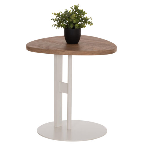 ΒΟΗΘΗΤΙΚΟ ΤΡΑΠΕΖΙ ΟΒΑΛ ALPER HM18328 MDF SONAMA--ΜΕΤΑΛΛΟ ΛΕΥΚΟ 50x50x51Υεκ. (x1)