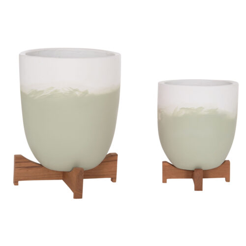 ΓΛΑΣΤΡΕΣ ΣΕΤ 2ΤΜΧ SEON HM4686.09 TERRACOTTA ΣΕ ΛΕΥΚΟ & ΠΡΑΣΙΝΟ--TEAK ΒΑΣΗ (x1)