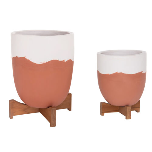 ΓΛΑΣΤΡΕΣ ΣΕΤ 2ΤΜΧ SEON HM4686.08 TERRACOTTA ΣΕ ΛΕΥΚΟ & ΤΕΡΑΚΟΤΑ--TEAK ΒΑΣΗ (x1)