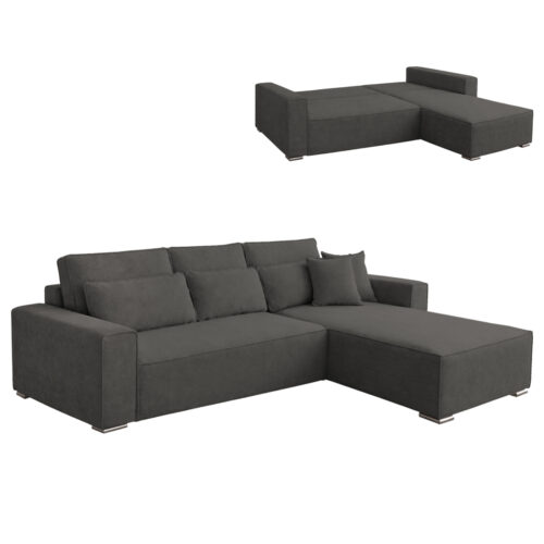 ΚΑΝΑΠΕΣ ΚΡΕΒΑΤΙ ΑΝΑΣΤΡΕΨΙΜH ΓΩΝΙΑ CORNERA HM3335.01 ΓΚΡΙ ΥΦΑΣΜΑ 269x155x89Yεκ (x1)