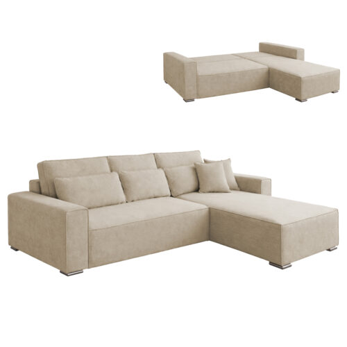 ΚΑΝΑΠΕΣ ΚΡΕΒΑΤΙ ΑΝΑΣΤΡΕΨΙΜH ΓΩΝΙΑ CORNERA HM3335.03 ΜΠΕΖ ΥΦΑΣΜΑ 269x155x89Yεκ (x1)