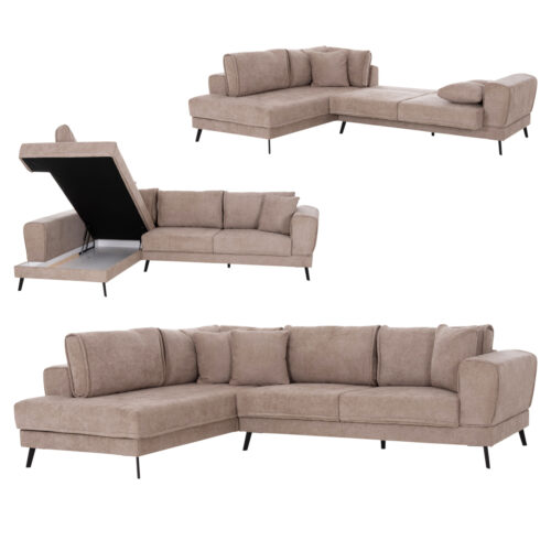 ΚΑΝΑΠΕΣ ΚΡΕΒΑΤΙ ΑΡΙΣΤΕΡΗ ΓΩΝΙΑ ZENORA HM3337.03L ΜΠΕΖ ΥΦΑΣΜΑ 303x214x80Υεκ (x1)