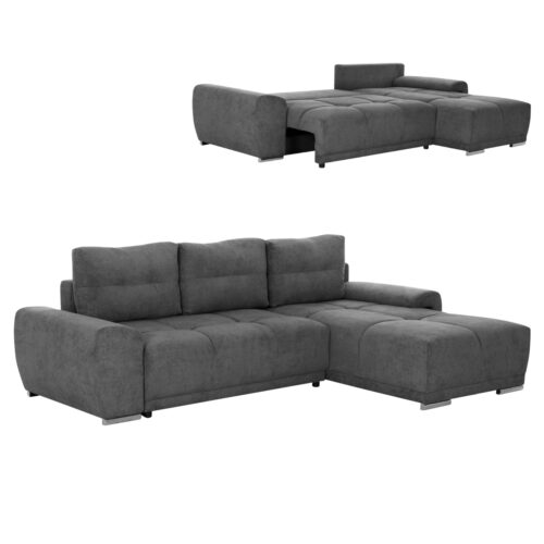 ΚΑΝΑΠΕΣ ΚΡΕΒΑΤΙ ΔΕΞΙΑ ΓΩΝΙΑ COMFYRA HM3336.01R ΓΚΡΙ ΥΦΑΣΜΑ 270x181x75Υεκ (x1)