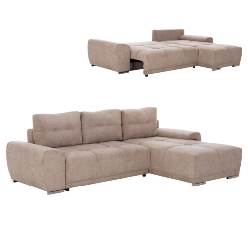 ΚΑΝΑΠΕΣ ΚΡΕΒΑΤΙ ΔΕΞΙΑ ΓΩΝΙΑ COMFYRA HM3336.03R ΜΠΕΖ ΥΦΑΣΜΑ 270x181x75Υεκ (x1)