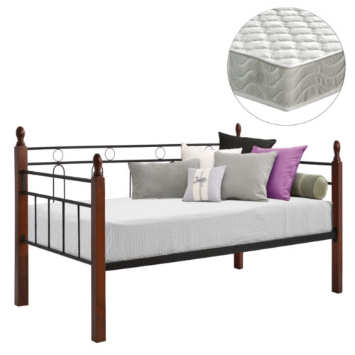 ΚΑΝΑΠΕΣ ΚΡΕΒΑΤΙ ΜΕ ΣΤΡΩΜΑ REVEN HM21329 ΜΕΤΑΛΛΟ & ΞΥΛΟ ΣΕ DIRTY OAK--ΣΤΡΩΜΑ 90Χ190εκ (x1)