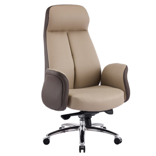 ΚΑΡΕΚΛΑ ΓΡΑΦΕΙΟΥ DRAMON HM18356.02 ΜΠΕΖ-ΚΑΦΕ PU ΔΕΡΜΑ--ΒΑΣΗ ΧΡΩΜΙΟΥ 66x70x132.5Υεκ (x1)