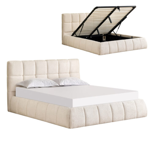 ΚΡΕΒΑΤΙ ΔΙΠΛΟ EDDY HM731.03 ΜΠΕΖ ΜΠΟΥΚΛΕ & ΑΠΟΘΗΚΕΥΤΙΚΟΣ ΧΩΡΟΣ ΓΙΑ  ΣΤΡΩΜΑ 160x200εκ (x1)