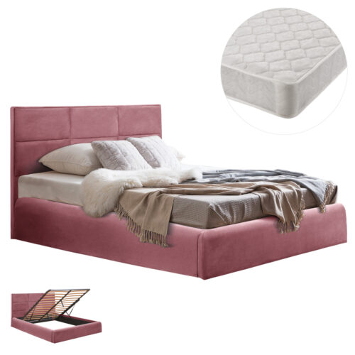 ΚΡΕΒΑΤΙ ΔΙΠΛΟ & ΣΤΡΩΜΑ BRILEY HM21272.02 ΣΑΠΙΟ ΜΗΛΟ ΒΕΛΟΥΔΟ ΜΕ ΑΠΟΘ.ΧΩΡΟ--ΓΙΑ 160x200εκ (x1)