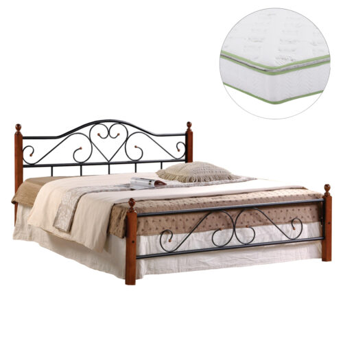 ΚΡΕΒΑΤΙ ΔΙΠΛΟ & ΣΤΡΩΜΑ CANDY HM21327 ΜΕΤΑΛΛΟ & ΞΥΛΟ ΣΕ DIRTY OAK--ΣΤΡΩΜΑ 150x200εκ (x1)