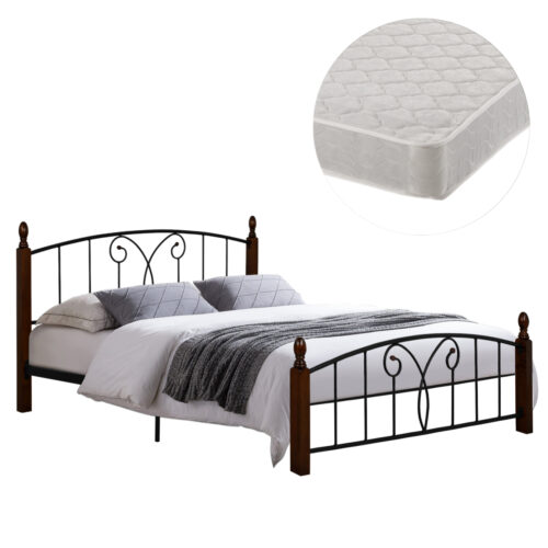 ΚΡΕΒΑΤΙ ΔΙΠΛΟ & ΣΤΡΩΜΑ SUZIE HM21332 ΜΕΤΑΛΛΟ & ΞΥΛΟ ΣΕ ΚΑΡΥΔΙ--ΣΤΡΩΜΑ 150x200εκ (x1)