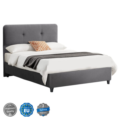 ΚΡΕΒΑΤΙ HM648.10 DOLORES, ΓΚΡΙ ΒΕΛΟΥΔΟ, 120x200 εκ (x1)