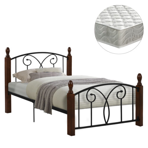 ΚΡΕΒΑΤΙ ΗΜΙΔΙΠΛΟ & ΣΤΡΩΜΑ SUZIE HM21333 ΜΕΤΑΛΛΟ & ΞΥΛΟ ΣΕ ΚΑΡΥΔΙ--ΣΤΡΩΜΑ 110x190εκ (x1)