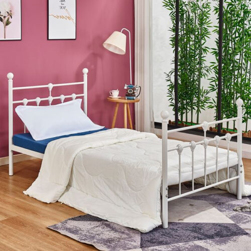 ΚΡΕΒΑΤΙ ΜΕΤΑΛΛΙΚΟ KAMIL 90x190 εκ. ΛΕΥΚΟ ΧΡΩΜΑ HM574.02 (x1)