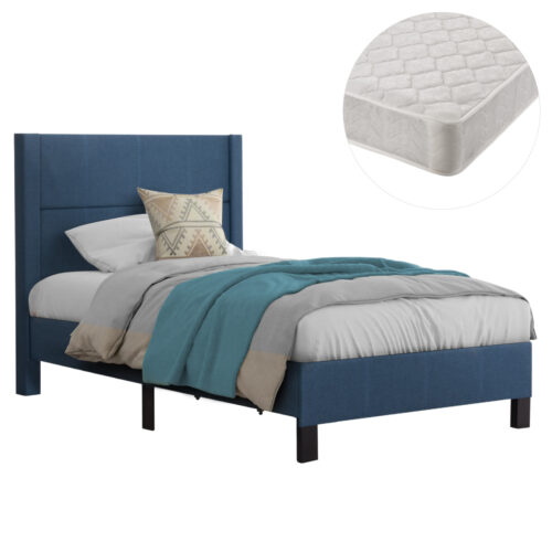 ΚΡΕΒΑΤΙ ΜΟΝΟ & ΣΤΡΩΜΑ TRILLOP HM21203.14 ΜΠΛΕ ΥΦΑΣΜΑ--ΓΙΑ 120x200εκ (x1)