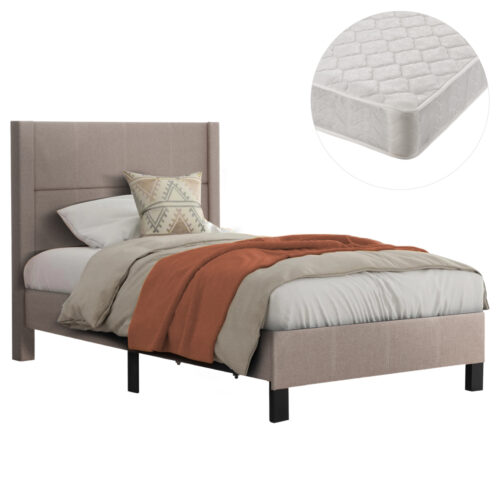 ΚΡΕΒΑΤΙ ΜΟΝΟ & ΣΤΡΩΜΑ TRILLOP HM21203.15 ΜΠΕΖ ΥΦΑΣΜΑ--ΓΙΑ 120x200εκ (x1)