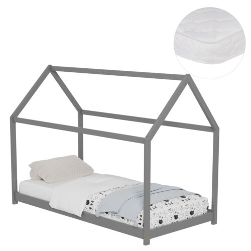 ΚΡΕΒΑΤΙ ΠΑΙΔΙΚΟ ΜΕ ΣΤΡΩΜΑ PEPE HM21302.02 ΞΥΛΟ ΠΕΥΚΟΥ ΣΕ ΓΚΡΙ--ΣΤΡΩΜΑ 90x190εκ (x1)