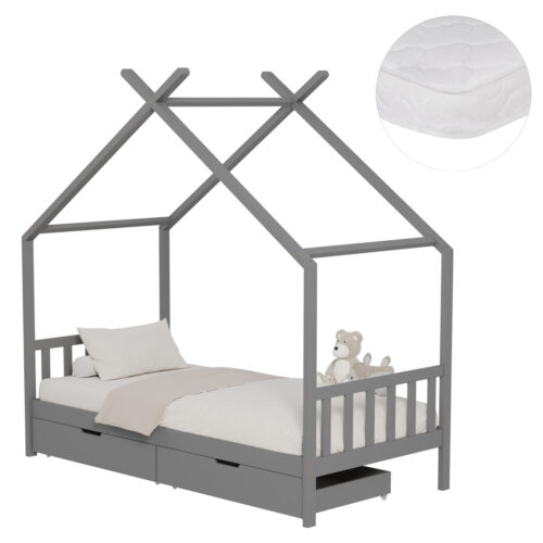 ΚΡΕΒΑΤΙ ΠΑΙΔΙΚΟ ΜΕ ΣΤΡΩΜΑ KLARICE HM21305.02 ΞΥΛΟ ΠΕΥΚΟΥ ΣΕ ΓΚΡΙ--ΣΤΡΩΜΑ 90x190εκ (x1)