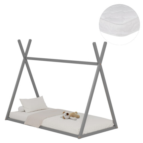 ΚΡΕΒΑΤΙ ΠΑΙΔΙΚΟ ΜΕ ΣΤΡΩΜΑ MUNK HM21306.02 ΞΥΛΟ ΠΕΥΚΟΥ ΣΕ ΓΚΡΙ--ΣΤΡΩΜΑ 90x190εκ (x1)