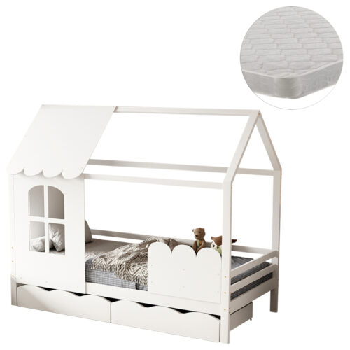 ΚΡΕΒΑΤΙ ΠΑΙΔΙΚΟ ΜΕ ΣΤΡΩΜΑ DOMER HM21319 ΞΥΛΟ ΠΕΥΚΟΥ ΣΕ ΛΕΥΚΟ--ΣΤΡΩΜΑ 90x190εκ (x1)