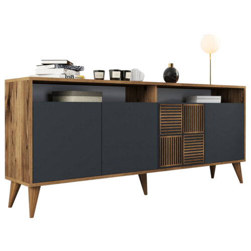 ΜΠΟΥΦΕΣ ΜΕΛΑΜΙΝΗΣ ΣΕ ΚΑΡΥΔΙ ΜΕ ΑΝΘΡΑΚΙ ΠΟΡΤΕΣ 180x35x78.6Υεκ.HM9431.01 (x1)