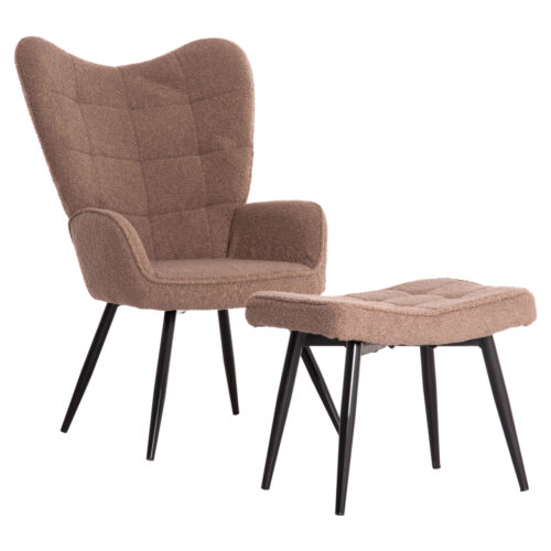 ΠΟΛΥΘΡΟΝΑ ΜΠΕΡΖΕΡΑ CRAWLEY ΜΕ ΥΠΟΠΟΔΙΟ HM8918.26 ΥΦΑΣΜΑ ΜΠΟΥΚΛΕ ΚΑΦΕ 69x73x96Yεκ. (x1)