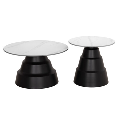 ΣΕΤ 2 ΤΡΑΠΕΖΙΑ ΣΑΛΟΝΙΟΥ LIDOX HM18306.02 SINTERED STONE TOP- SNOW WHITE ΧΡΩΜΑ Φ50 & Φ70 (x1)