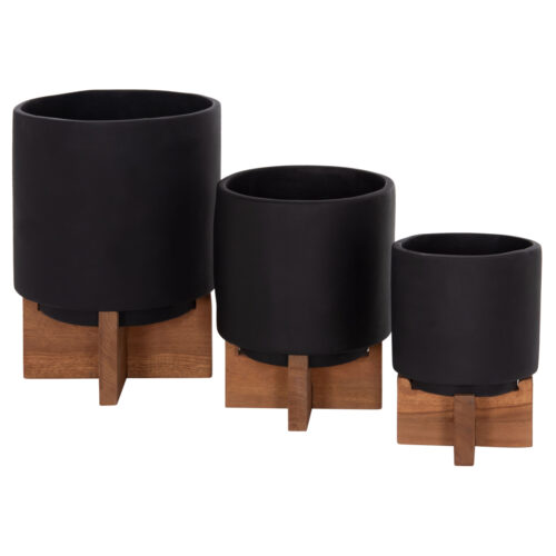 ΣΕΤ 3 ΓΛΑΣΤΡΕΣ ΜΕ TEAK ΒΑΣΕΙΣ TANTI HM4685.01 FIBER CEMENT ΣΕ ΜΑΥΡΟ ΧΡΩΜΑ (x1)