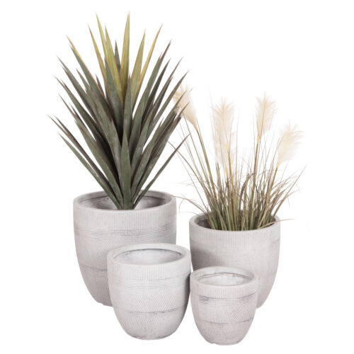 ΣΕΤ 4ΤΜΧ ΓΛΑΣΤΡΕΣ ΣΤΡΟΓΓΥΛΕΣ ΣΕΙΡΑ GARDENER HM4719 FIBERCLAY-ΧΡΩΜΑ CEMENT Φ44x43Υεκ (x1)