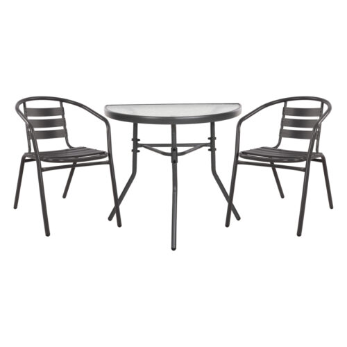 ΣΕΤ ΕΞΩΤ.ΧΩΡΟΥ 3ΤΜΧ LAURA HM21112 ΤΡΑΠΕΖΙ ΗΜΙΚΥΚΛΙΚΟ & 2 ΠΟΛΥΘΡΟΝΕΣ- ΓΚΡΙ (x1)