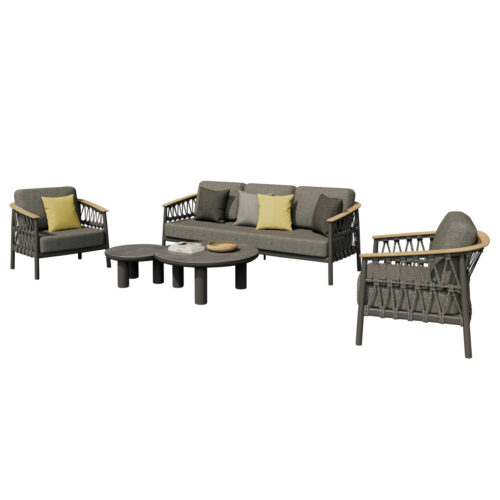 ΣΕΤ ΣΑΛΟΝΙ 5ΤΜΧ STREAM HM6426.01 ΑΝΘΡΑΚΙ ΑΛΟΥΜΙΝΙΟ-STRAP ΣΧΟΙΝΙ-OLEFIN (x1)