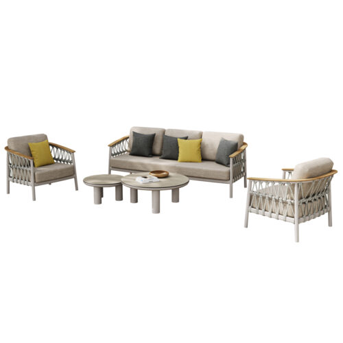 ΣΕΤ ΣΑΛΟΝΙ 5ΤΜΧ STREAM HM6426.02 ΚΡΕΜ ΑΛΟΥΜΙΝΙΟ--ΜΠΕΖ ΣΧΟΙΝΙ & OLEFIN (x1)