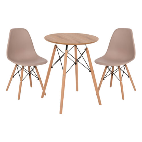 ΣΕΤ ΤΡΑΠΕΖΑΡΙΑΣ 3ΤΜΧ TWIST HM21370 ΣΤΡΟΓΓΥΛΟ ΤΡΑΠΕΖΙ Φ60 & 2 ΚΑΡΕΚΛΕΣ ΣΕ ΚΑΠΟΥΤΣΙΝΟ (x1)