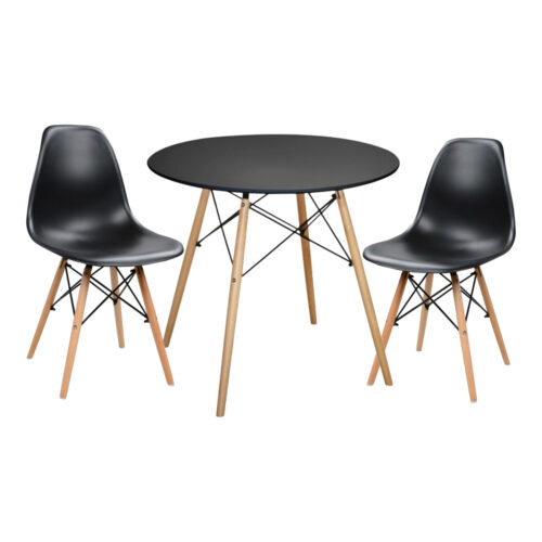 ΣΕΤ ΤΡΑΠΕΖΑΡΙΑΣ 3ΤΜΧ TWIST HM21373 ΣΤΡΟΓΓΥΛΟ ΤΡΑΠΕΖΙ Φ80 & 2 ΚΑΡΕΚΛΕΣ ΣΕ ΜΑΥΡΟ (x1)