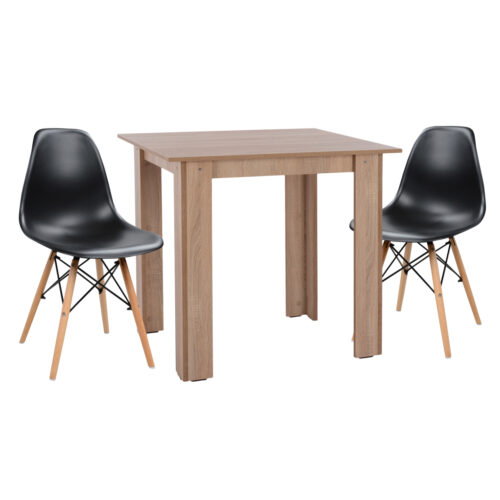 ΣΕΤ ΤΡΑΠΕΖΑΡΙΑΣ 3ΤΜΧ KELVIN HM21376 ΤΕΤΡΑΓΩΝΟ ΤΡΑΠΕΖΙ SONAMA OAK--2 ΚΑΡΕΚΛΕΣ ΜΑΥΡΕΣ (x1)