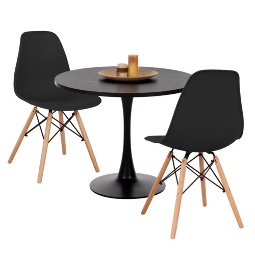 ΣΕΤ ΤΡΑΠΕΖΑΡΙΑΣ 3ΤΜΧ ROLLO HM21389 ΣΤΡΟΓΓΥΛΟ ΤΡΑΠΕΖΙ--2 ΚΑΡΕΚΛΕΣ ΣΕ ΜΑΥΡΟ (x1)