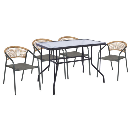 ΣΕΤ ΤΡΑΠΕΖΑΡΙΑΣ 5ΤΜΧ ADAM HM10727.01 ΚΑΡΕΚΛΕΣ ΜΕΤΑΛΛΙΚΕΣ & ΤΡΑΠΕΖΙ 110x60εκ ΓΚΡΙ (x1)