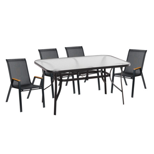 ΣΕΤ ΤΡΑΠΕΖΑΡΙΑΣ 5ΤΜΧ BRUNO HM10729.03 ΚΑΡΕΚΛΕΣ ΜΕΤΑΛΛΙΚΕΣ & ΤΡΑΠΕΖΙ 150x90εκ ΜΑΥΡΟ (x1)