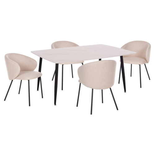 ΣΕΤ ΤΡΑΠΕΖΑΡΙΑΣ 5ΤΜΧ RAVEN HM21069.01 ΚΕΡΑΜΙΚΟ TOP ΛΕΥΚΟ ΜΑΡΜΑΡΟ & 4 ΚΑΡΕΚΛΕΣ (x1)