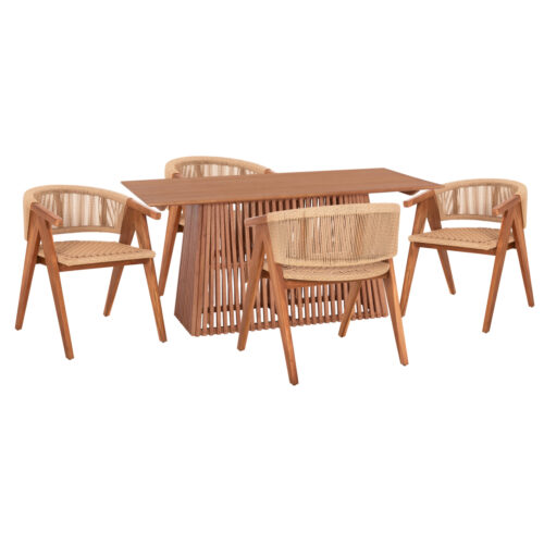 ΣΕΤ ΤΡΑΠΕΖΑΡΙΑΣ 5ΤΜΧ BRANN HM21078.03 ΟΡΘΟΓΩΝΙΟ ΤΡΑΠΕΖΙ & 4 ΚΑΡΕΚΛΕΣ (x1)