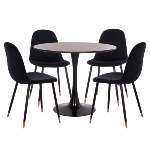 ΣΕΤ ΤΡΑΠΕΖΑΡΙΑΣ 5ΤΜΧ BROLIN HM21191 MDF TOP-ΜΕΤΑΛΛΙΚΑ ΠΟΔΙΑ-ΒΕΛΟΥΔΟ--ΜΑΥΡΟ (x1)