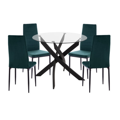 ΣΕΤ ΤΡΑΠΕΖΑΡΙΑΣ 5ΤΜΧ LADY HM21199.03 ΓΥΑΛΙ--ΜΕΤΑΛΛΟ ΣΕ ΜΑΥΡΟ & ΒΕΛΟΥΔΟ ΚΥΠΑΡΙΣΣΙ (x1)