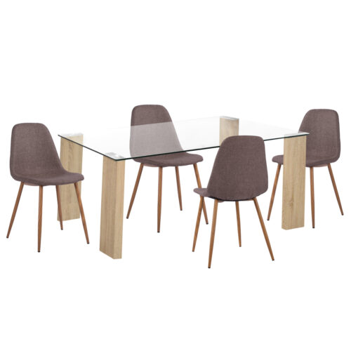 ΣΕΤ ΤΡΑΠΕΖΑΡΙΑΣ 5ΤΜΧ LEOMOR HM21270.02 ΤΡΑΠΕΖΙ & 4 ΚΑΡΕΚΛΕΣ - ΚΑΦΕ ΥΦΑΣΜΑ (x1)