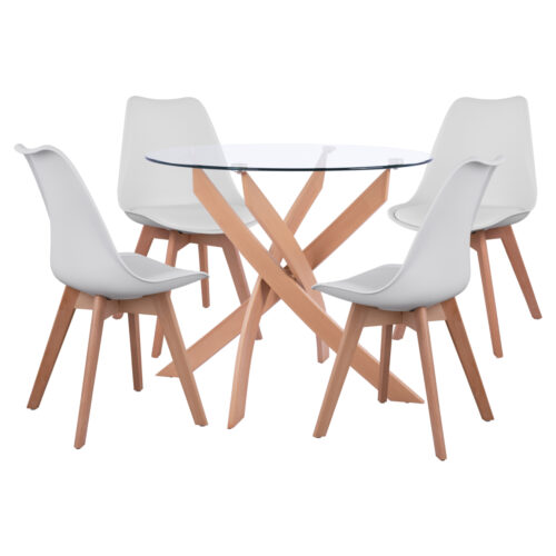 ΣΕΤ ΤΡΑΠΕΖΑΡΙΑΣ 5ΤΜΧ ΤΡΑΠΕΖΙ Φ90X74 & 4 ΚΑΡΕΚΛΕΣ VEGAS ΛΕΥΚΕΣ HM11693.01 (x1)