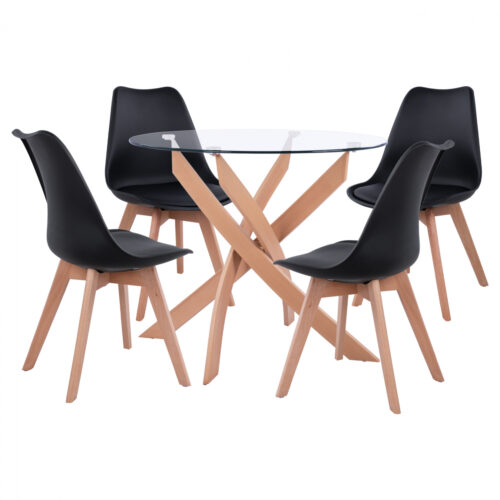 ΣΕΤ ΤΡΑΠΕΖΑΡΙΑΣ 5ΤΜΧ ΤΡΑΠΕΖΙ Φ90X74 & 4 ΚΑΡΕΚΛΕΣ VEGAS ΜΑΥΡΕΣ HM11693.02 (x1)