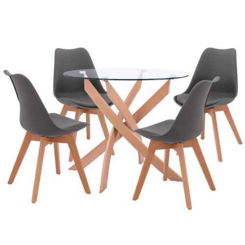 ΣΕΤ ΤΡΑΠΕΖΑΡΙΑΣ 5ΤΜΧ ΤΡΑΠΕΖΙ Φ90X74 & 4 ΚΑΡΕΚΛΕΣ VEGAS ΓΚΡΙ HM11693.10 (x1)